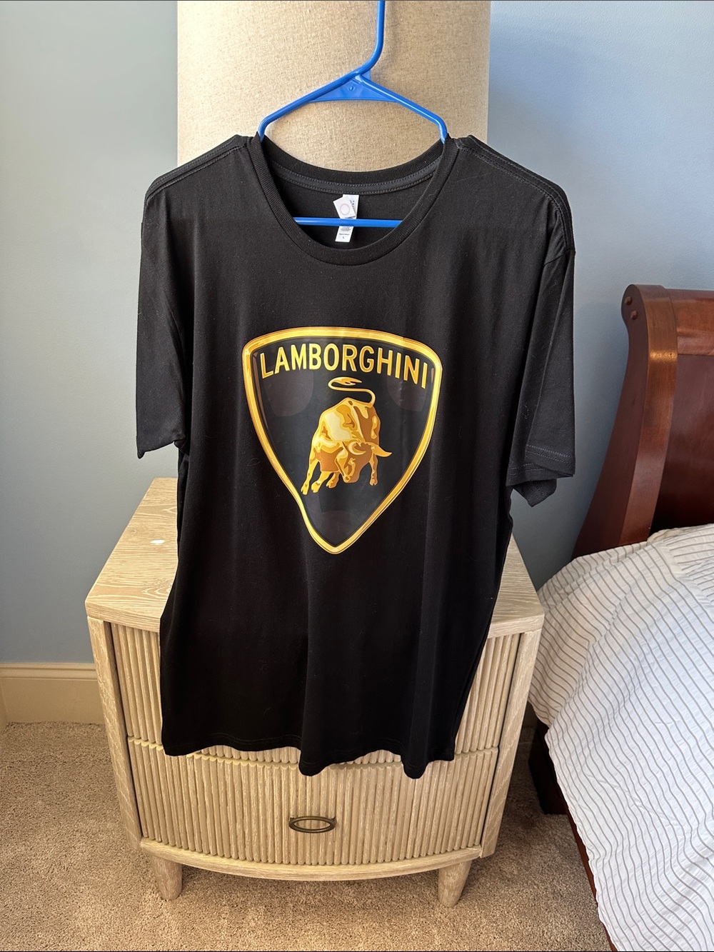 Lamborghini Black Tee with Gold Shield Logo